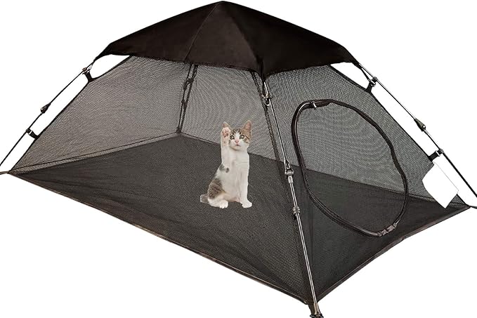 AICHIFAN Mini Cat Tent for Outside Playpen Pop Up Indoor Pet Cat Enclosures Portable Sunshade and Anti-UV Cat Playhouse for SUV Pickup Truck (Play Tents for Cats and Small Animals) - Outside Habitat-Mewly Pet
