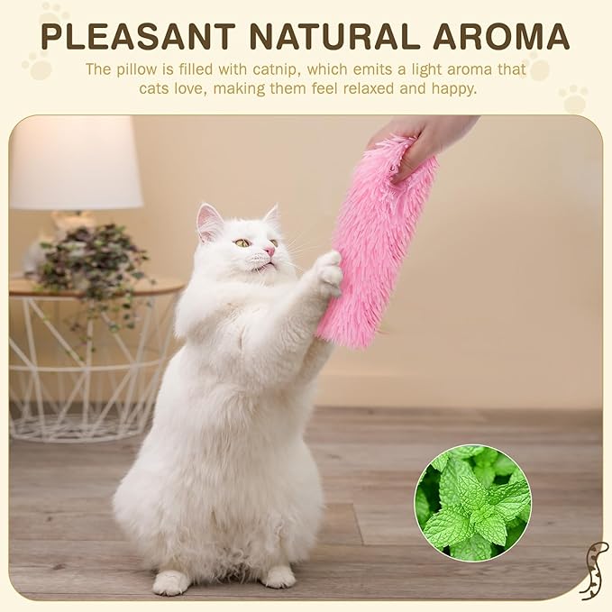 Cat Toys Cat Pillows Toys, 3 Pack Interactive Kicker Catnip Toys, Soft Durable Teething Chew Toy, Promote Exercise for Indoor (Green, Pink, Blue, 1)-Mewly Pet