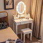CHARMAID Girls Makeup Vanity Desk with Lights, Vanity Table with Lighted Mirror, 3 Lighting Modes, Adjustable Brightness, Modern Makeup Table with 3 Drawers and Stool for Small Space (White)
