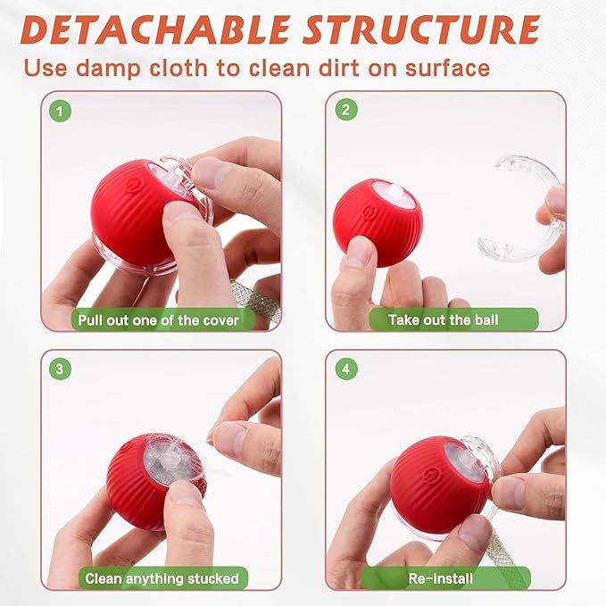 2 Packs Speed 2.0 Tail Interactive Cat Toys for Indoor Cats, Chirping & Motion Activate Ca t Toy, Smart Kitten Rolling Ball Moving Ball Toys, Rechargeable Dog Cat Bal l for Enrichment Exercise-Mewly Pet