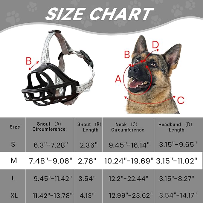 Dog Muzzle, Basket Muzzle for Small Medium Large Dogs, Anti-Biting and Chewing, Lightweight & Sturdy Cage Design, Allows Panting & Drinking, Ideal for Grooming & Training(Black Size M)-Mewly Pet