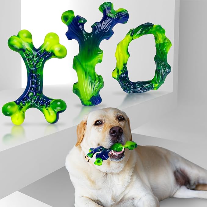 3-Pack Indestructible Nylon Dog Chew Toys for Aggressive Chewers - Long-Lasting Durable Bone-Shaped Toys, Large Breed Dogs, Tough Puppy Teeth Enrichment-Mewly Pet