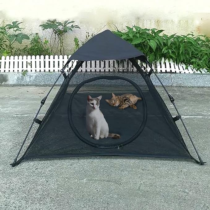 Portable Large Pop Up Pet Cat Tents Enclosures House for Outside Patio Indoor for Cat Puppy Rabbit Small Animals,Quick Opened,Independent or can be Connected to Tunnels-Mewly Pet