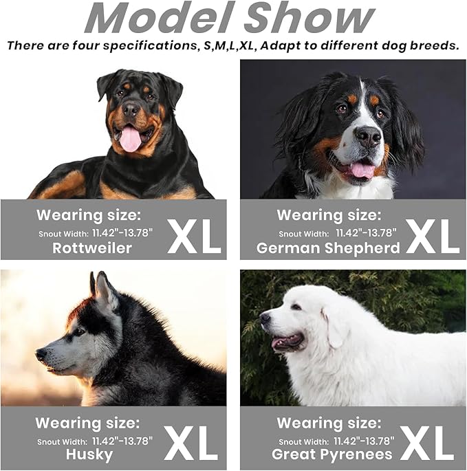 Dog Muzzle, Basket Muzzle for Small Medium Large Dogs, Anti-Biting and Chewing, Lightweight & Sturdy Cage Design, Allows Panting & Drinking, Ideal for Grooming & Training(Black Size XL)-Mewly Pet