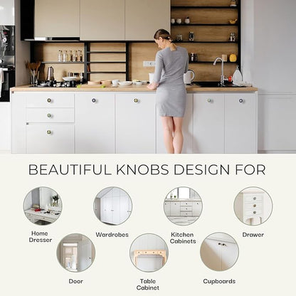 Dresser Knobs for Cabinets and Drawers Assorted, Dusty Ceramic Knob & Pull Handle for Kitchen Brown Cupboard Wardrobe Decorative Furniture Knobs - Pack of 12, (Dark Brown)