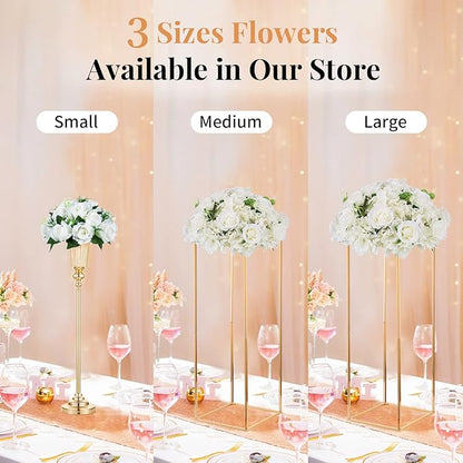 NUPTIO Flower Ball Arrangement Bouquet - 10 Pcs 15.7 inch Diameter White Fake Flowers Roses Balls for Centerpieces Tables - Artificial Rose Arrangements for Wedding Centerpiece Table Decorations