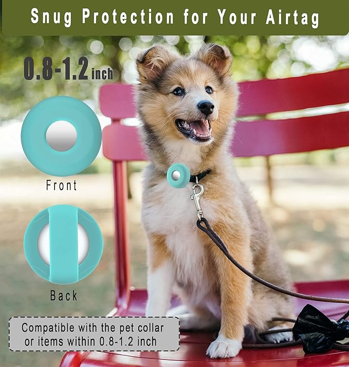 Airtag Holder for Dog Collar, Cibaabo Silicone Air Tag Case Cover Compatible with Apple Airtags for 0.8-1.2inch Cat Pet Collar Harness Loop-Mewly Pet
