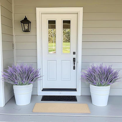 TURNMEON 20 Bundles Artificial Lavender Flowers for Outdoors, UV Resistant Fake Plants Artificial Plastic Faux Plants for Home Window Box Planter Porch Gardens Cemetery Summer Decor(Gray Purple)