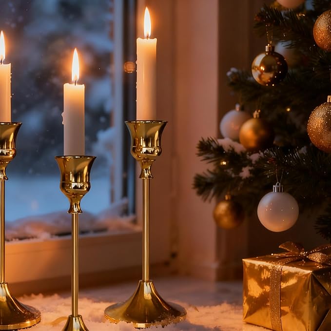 Candlestick Holders Gold, 12 Packs Taper Candle Holder for Candlesticks, Candle Sticks Holder Decor for Home Decor