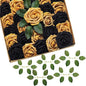 Black and Gold Flowers Artificial Roses for Centerpieces, 50PCS Fake Flowers for Wedding Decorations Bouquets Baby Shower Centerpieces Home Decor Arrangements Party