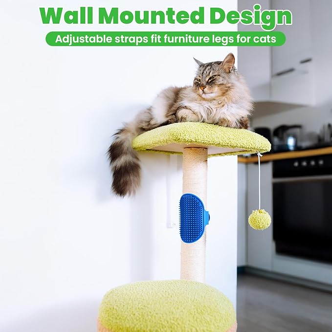 4Colors Cat Self Groomer for Indoor Cats, Wall Mounted Silicone Self Grooming Cat Brush for Long Short Hair, Cat Face Scratchers Cat Corner Massage Comb for Kitten Sofa Chair Leg Scratching Post Cover-Mewly Pet