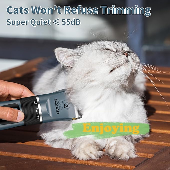 Cat Clippers, Professional Grooming Kit, Cordless Clippers for Thick Coats, Hair Trimmer, Low Noise Shaver Quiet Pet Tools Cats Dogs (Blue), 1.0 Count-Mewly Pet