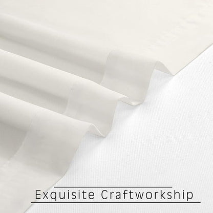 OVZME Sheer Curtains Ivory 45 inches Long Kitchen Curtains, Rod Pocket Clean Selvedge Voile Window Treatments, 2 Panels=84 Inches Width.