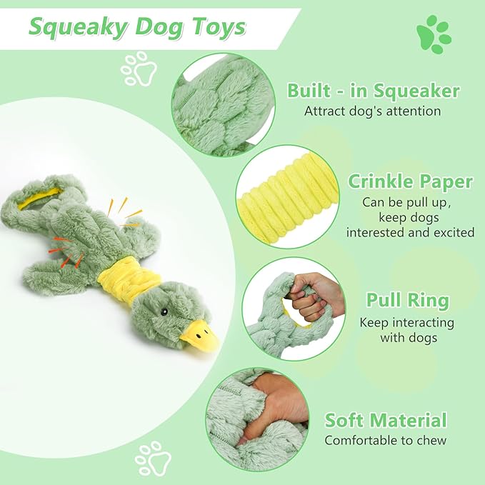 Large Plush Squeaky Dog Toys for Aggressive Chewers, Interactive Tug of War Puppy Toys for Indoor Play - Duck Stuffed Dog Toys with Soft Fabric for Small, Medium, and Large Pets-Mewly Pet