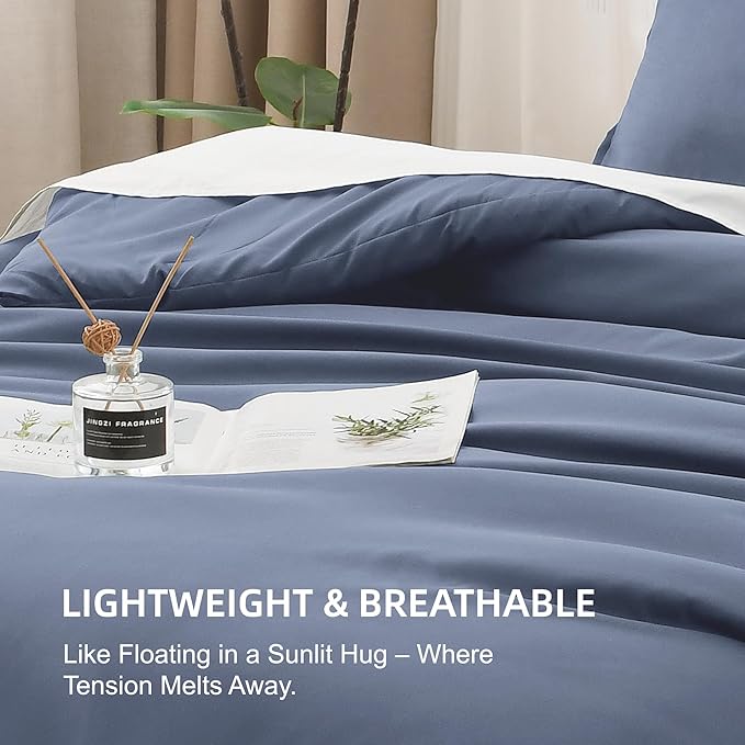Litanika Comforters Bluish Grey Twin/Twin XL Size, 2 Pieces Lightweight Solid Bedding Set & Collections, All Season Fluffy Bed Set (66x90In Comforter & 1 Pillowcase)