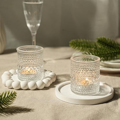 36pcs Votive Candle Holders, Clear Vintage Glass Candle Holder for Floating Candle, Tealight Candle Holder for Table Centerpieces Home Birthday Christmas Wedding Party Table Decoration (Clear)