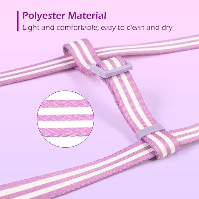 Stripe Step in Dog Harness for Small Dogs, Freedom Nylon Dog Halter Vests, Lightweight and Escape Proof Puppy Harness, Quick Fits for Small Medium and Large Dogs, Purple L-Mewly Pet