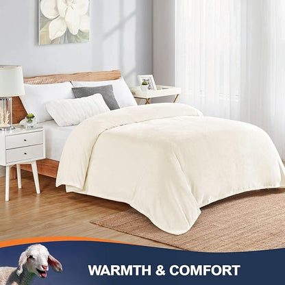 Walensee Fleece Blanket Plush Throw Fuzzy Lightweight (Twin Size 60x80 Cream) Super Soft Microfiber Flannel Blankets for Couch, Bed, Sofa Ultra Luxurious Warm and Cozy for All Seasons