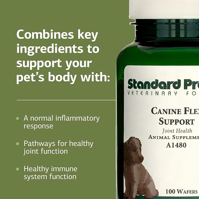 Standard Process Inc. Canine Flex Support - Joint & Immune Health Supplement for Dogs - Chewable Wafers for Healthy Joint Function Support - Nutritional Whole-Food Based Supplement - 100 wafers-Mewly Pet