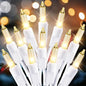 Christmas Lights Clear White 100 Count Incandescent Light UL Certified Connectable Christmas Tree Lights with White Wires for Indoor Outdoor Xmas, Wedding, Holiday, Party, Home Decorations