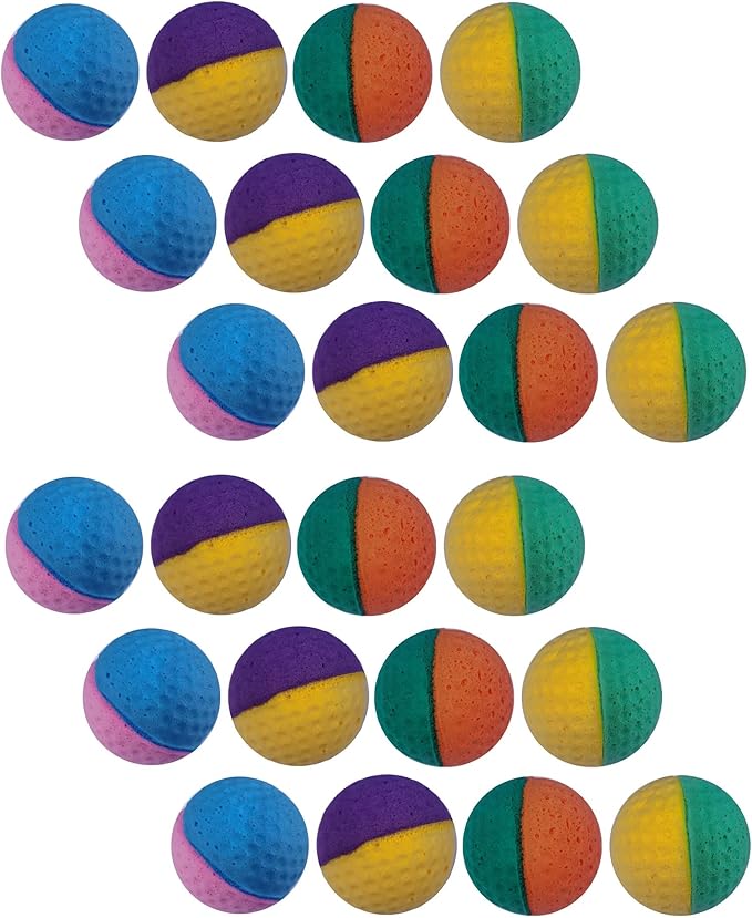 YnFag 24 Pack Foam Soccer Balls Cat Toys for Indoor Cats Cat Balls (24Pcs Two-Color Golf)-Mewly Pet