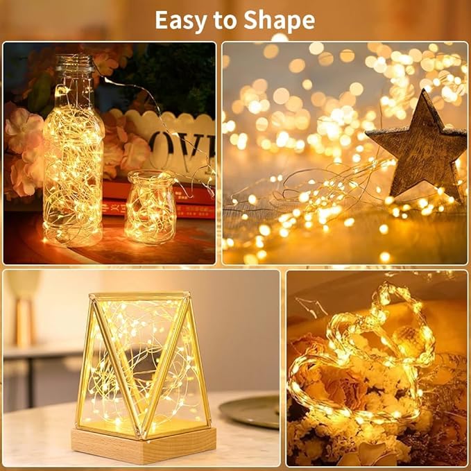 GDEALER 2 Pack Fairy Lights 20 Ft 60 Led Battery Operated Christmas Lights with Remote Waterproof Silver Wire Twinkle Lights 8 Modes Fairy String Lights for Party Bedroom Decorations- Warm White