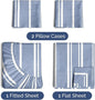 Twin XL 4 Piece Sheet Set - Comfy Breathable & Cooling - Soft Hotel Luxury Bedding Set with 8-16 Inch Deep Pockets - 1 Flat & 1 Fitted Sheet & 2 Pillowcases - Wrinkle Free & Easy Care - Blue Stripes 3