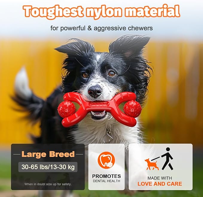 Indestructible Dog Toys for Aggressive Chewers - Heavy-Duty Chew Bones with Real Vanilla Flavor, Interactive & Durable Toys for Medium/Large Dogs to Relieve Boredom-Mewly Pet