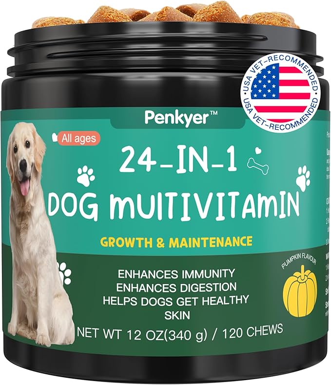 Dog Vitamins and Supplements, Senior & Puppy Multivitamin for Dogs Support with Glucosamine Chondroitin Omega Probiotics - Dog Multivitamins Chewable for Hip & Joint, Skin, Immune - (Pumpkin 120 Ct)-Mewly Pet