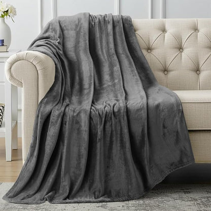 Utopia Bedding Fleece Blanket Throw XL Size Grey 300GSM Luxury Anti-Static Fuzzy Soft Microfiber Blanket for Couch, Sofa and Bed (70x50 Inch)
