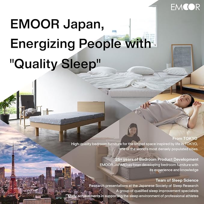 EMOOR Japanese Futon Mattress CLASSE & Fitted Sheet PRESSO Full (55x79in) Made in Japan, Cotton (White) Foldable Floor Sleeping Bed Tatami Mat
