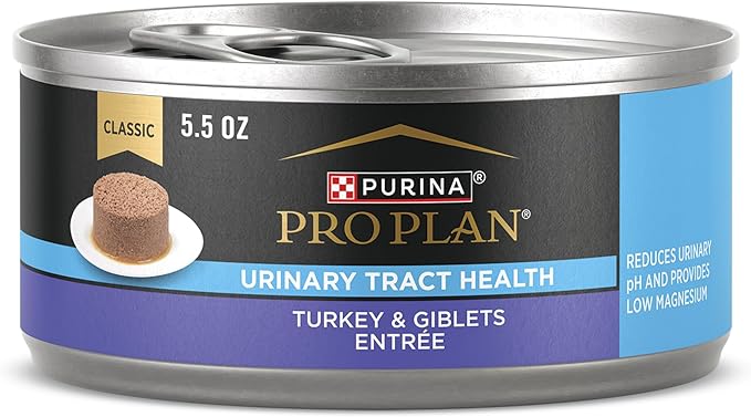 Purina Pro Plan Urinary Tract Health Turkey and Giblets Entree Classic Wet Cat Food Pate - (Pack of 24) 5.5 oz. Cans-Mewly Pet