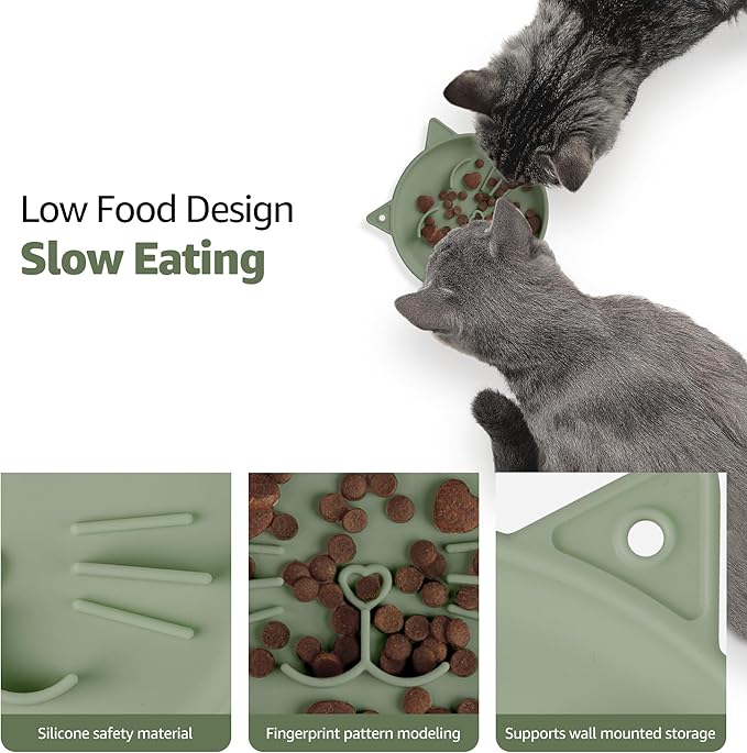 Coomazy Silicone Slow Feeder Dog Cat Bowls, Interactive Puzzle Toy for Pets Dry/Wet Food Training, Keeps Dogs Cats Busy, Prevents Puppy Kitty Overeating (Green, 0.8 Cup)-Mewly Pet