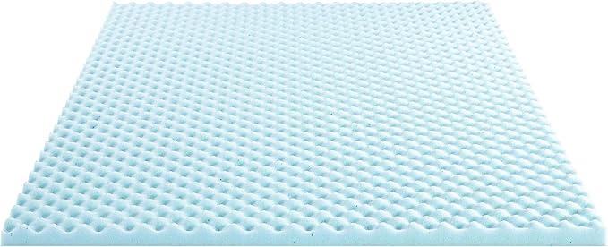 Best Price Mattress 2 Inch Egg Crate Memory Foam Mattress Topper, Cooling Gel Infusion, King, Dorm Essentials, Blue