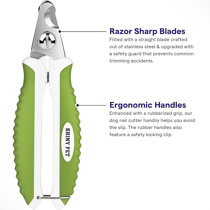 Dog Nail Clippers with Safety Guard - Pet Nail Clippers for Medium and Small Breed - Protective Nail Cutter, Safe Claw Trimmer, Ergonomic Toenail Scissors - Ebook Guide-Mewly Pet