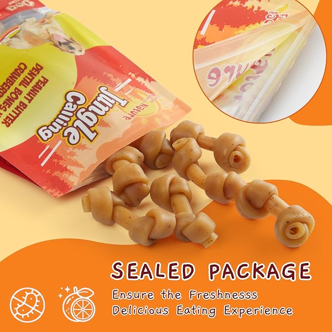 Jungle Calling Peanut Butter Dog Treats, Dental Puppy Chews, Rawhide-Free Bones for Small Dogs, 2.5''-Mewly Pet