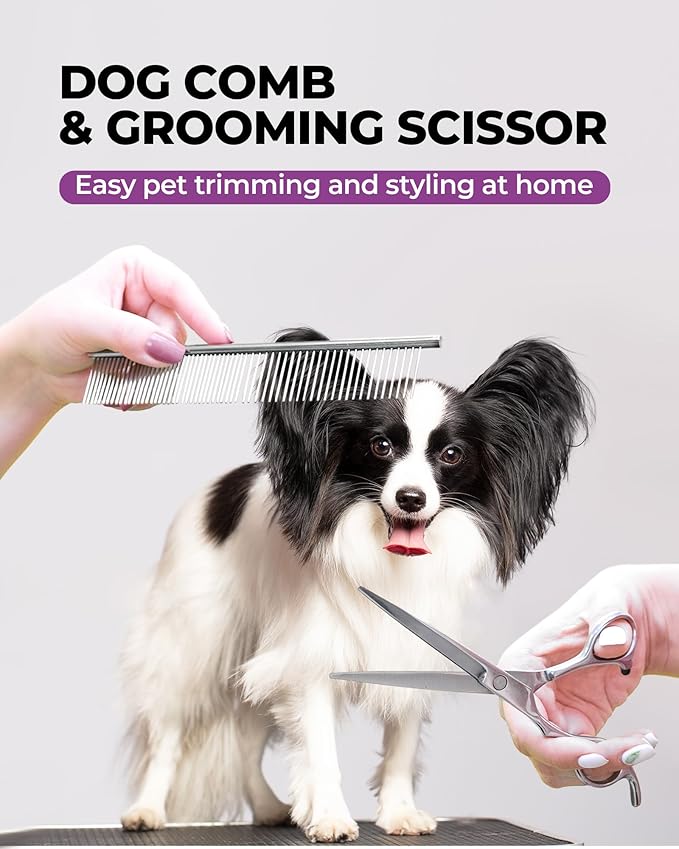 Dog Brush for Shedding Grooming,6 Pack Long-Pin Brush Set for Long Haired Dog Cat Goldendoodles Poodles Doodles Purple-Mewly Pet