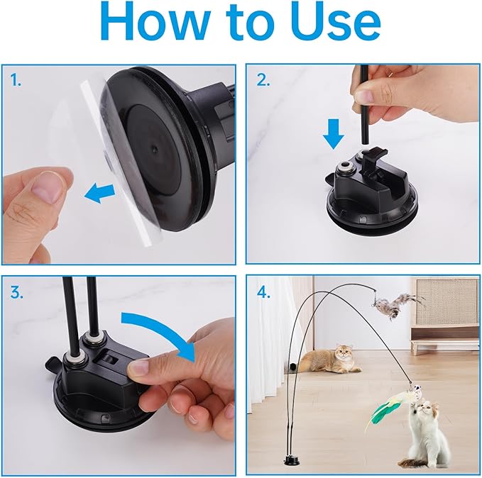 ZooZoo 14PCS Interactive Cat Feather Toy Set for Indoor Cats, Active Play Kit with Door Hanging Toy, Double-Sided Suction Cat Wand with Feathers, Mice & Fur Balls, Encourages Hunting, Jumping, Chasing-Mewly Pet