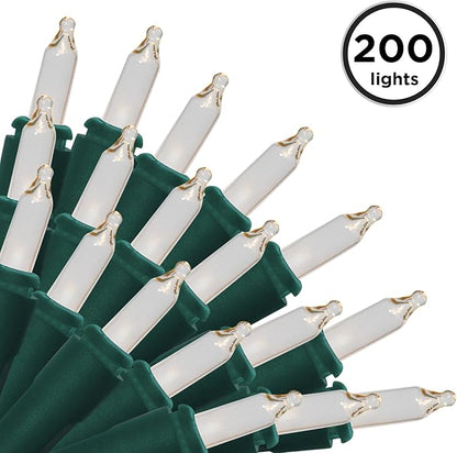 Brite Star 100 Count Mini String Christmas Lights, Clear - 22 feet Indoor/Outdoor Christmas Tree Lights with Green Wire (Set of 2)