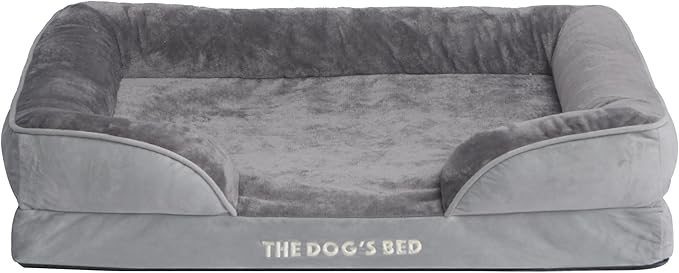 The Dog’s Bed, Orthopedic Standard Foam Waterproof Dog Bed with Standard Support, Large Silver Grey Plush, Waterproof, Supportive Dog Bed with Replaceable Covers, Veterinary Approved-Mewly Pet
