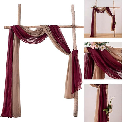 MIULEE Christmas Sheer Window Scarf Valance Extra Long Topper Window Treatment Elegant Curtain Scarves Luxury Swag Curtain Drapes for Wedding Arch Ceremony Canopy Bed, 37 x 216 One Panel, Maroon Red