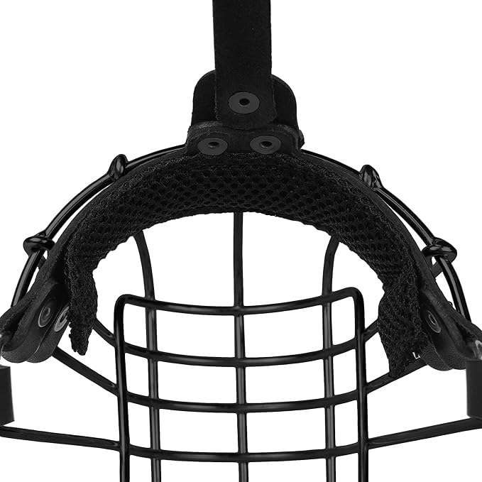 German Shepherd Dog Muzzle Metal Basket for Medium Large Dogs Adjustable Durable Leather Straps Secure Wire Mask for Biting Chewing Barking (Black, M - Size)-Mewly Pet