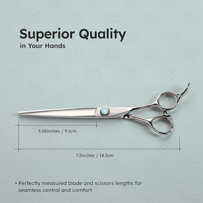 7" Dog Grooming Scissors – Handcrafted, Ergonomic, VG10 Stainless Steel for Sharper, Tougher, Better Edge Retention, Lightweight Shears with 3D Convex Blade for Dogs and Cats-Mewly Pet