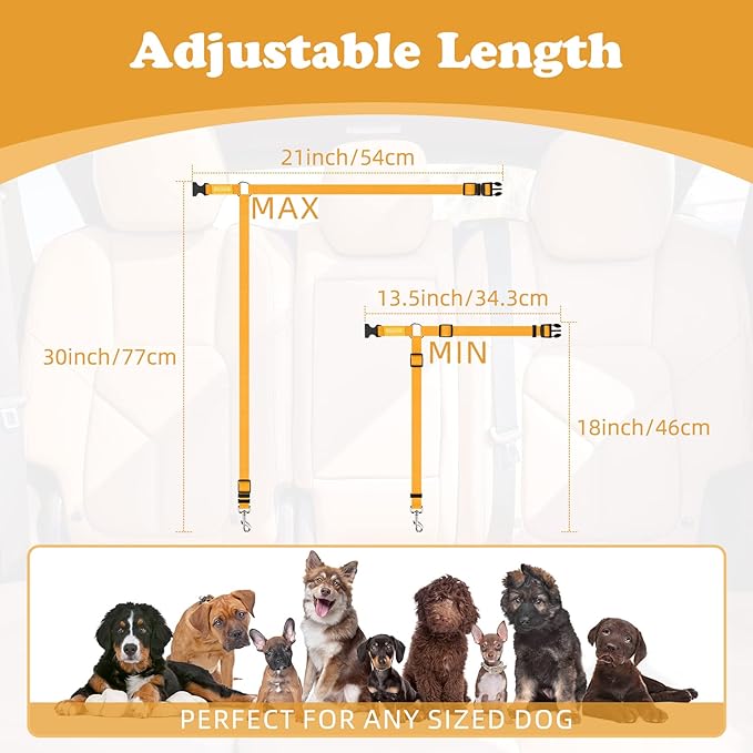 BWOGUE Pet Dog Cat Seat Belts, Car Headrest Restraint Adjustable Safety Leads Vehicle Seatbelt Harness (1 Pack)-Mewly Pet