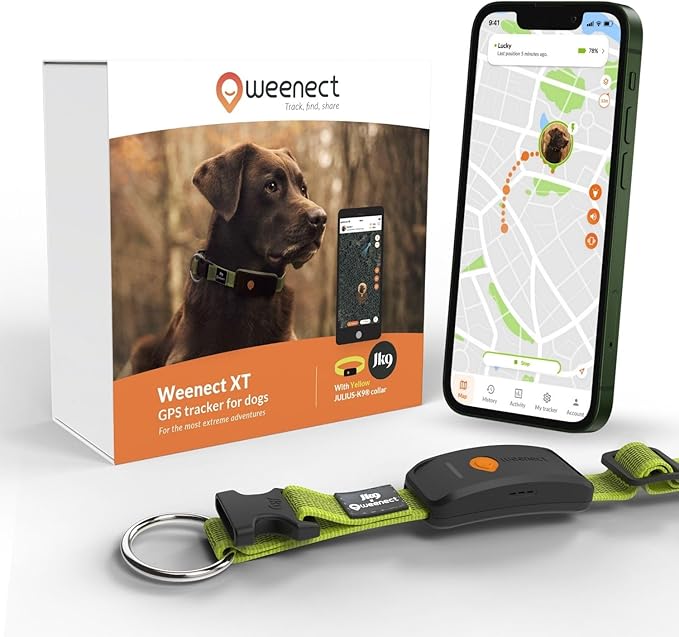 Weenect Dog XT - New GPS Collar for Dogs | XL Antenna | Waterproof | Ultra-Durable Integrated Julius-K9 Collar | Subscription Required-Mewly Pet
