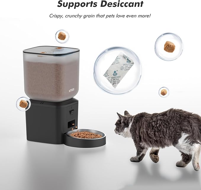 Automatic Dog & Cat Feeder with Camera & WiFi – 8L/34 Cups, 1080P Night Vision, 2.4 & 5G WiFi, 2-Way Talk, 10s Voice Recording, Timed Food Dispenser, Up to 99 Portions, 15 Meals Per Day-Mewly Pet