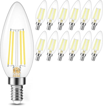 Cotanic Dimmable E12 LED Candelabra Bulb 4000K Daylight, Ceiling Fan Light Bulbs Small Base,60W Equivalent,Type B Bulb for Chandelier,Vintage B11 LED Candle Shape with Clear Glass,600LM,12 Pack