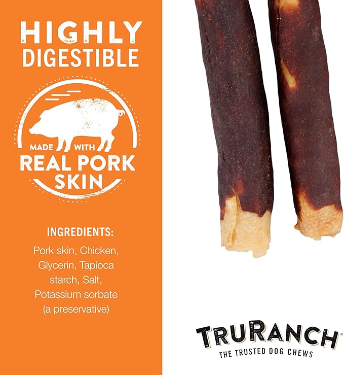 Large Pork Skin Rolls - Chicken-Wrapped Jerky Collagen Rolls - Collagen Chews for Dogs - Real Pork Skin - Rawhide Alternative - Easy to Digest Treat, 1 Bag, 2 Count-Mewly Pet