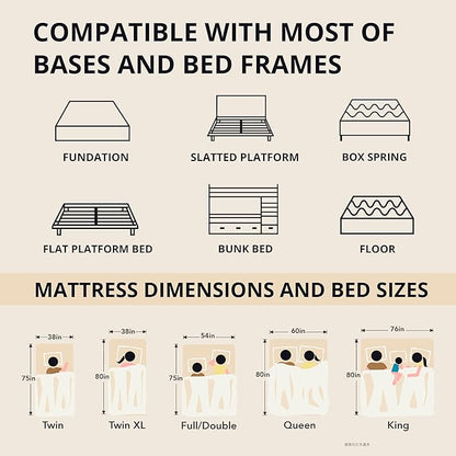 EGOHOME 14 inch Firm Queen Mattress, Memory Foam Mattress with Cooling Cover, Bed in a Box, CertiPUR-US Certified, Breathable and Supportive, Made in USA, 60''x80''x14'' Black