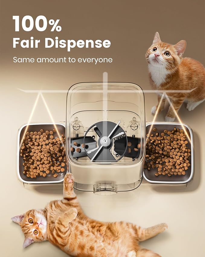 oneisall Automatic Cat Feeders 2 Cats, 20 Cups/5L Cat Auto Feeder, Automatic Cats Food Dispenser for Small Pets Indoor, Timed Pet Feeder for Dry Food-Mewly Pet
